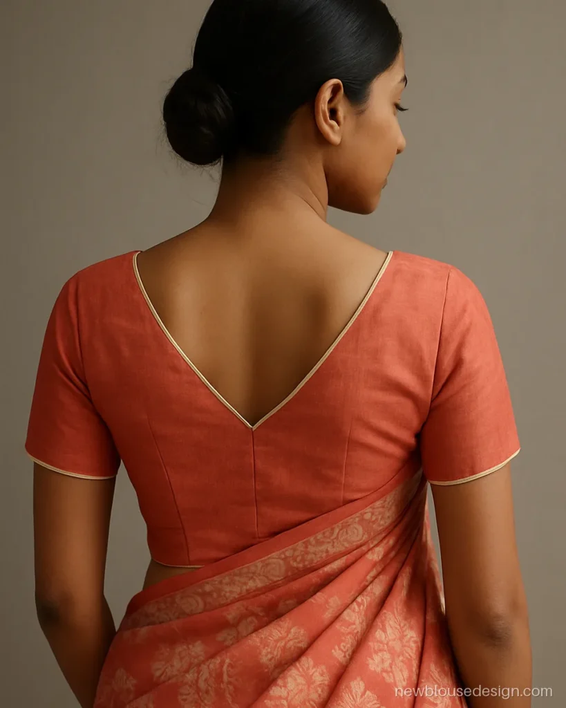 Coral blouse back neck pattern design with double V layers